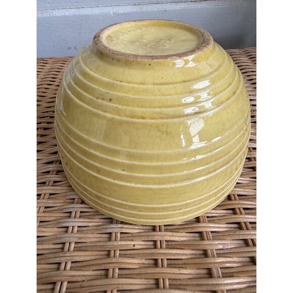 Vintage 30's McCoy Yellow Ribbed Mixing Bowl 7" Farmhouse Primitive - Picture 7 of 11